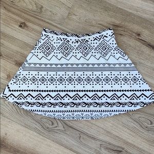 White skirt with black print